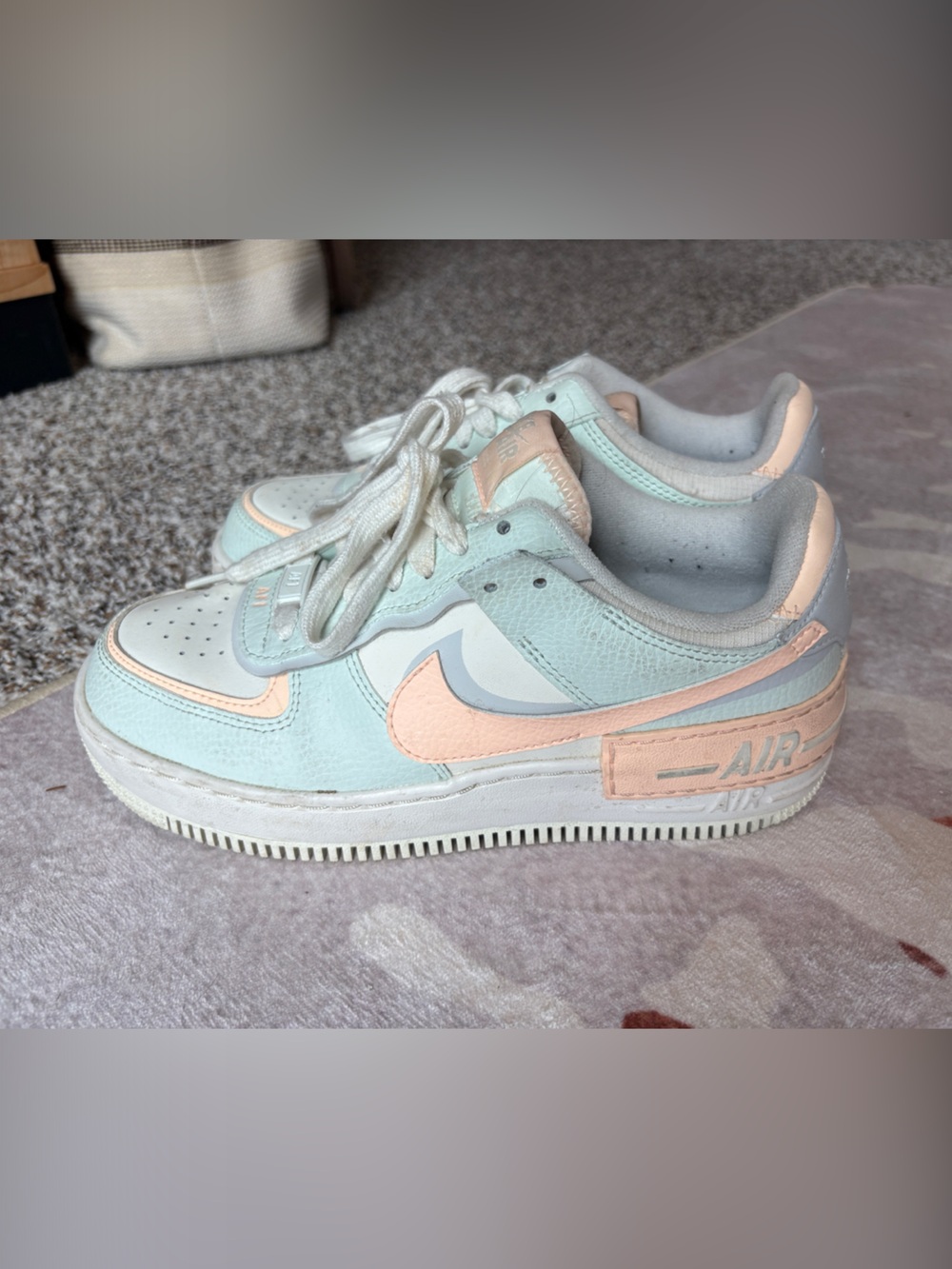 Nike AF1 Pastel Mint & Peach Low-Top Sneakers size 7 women’s